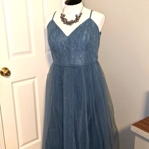 David's Bridal Steel Blue Dress